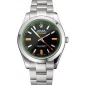 Swiss Rolex Milgauss Black Dial Orange Markings Stainless Steel Case And Bracelet