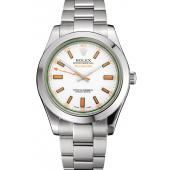 Swiss Rolex Milgauss White Dial Orange Markings Stainless Steel Case And Bracelet