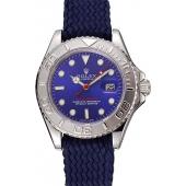 Swiss Rolex Yacht Master Blue Dial Blue Fabric Bracelet 1453983