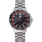 Tag Heuer Formula 1 Chronograph Black Dial Black Bezel Stainless Steel Band Red Numerals  622411