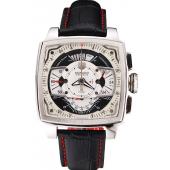 Tag Heuer Monaco Black Perforated Leather Strap White Dial 80306