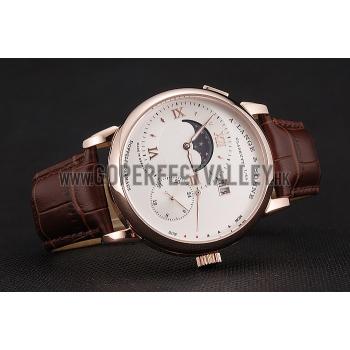 A. Lange & Sohne Grand Lange 1 Moon Phase White Dial Rose Gold Case Brown Leather Strap