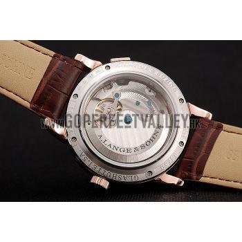 A. Lange & Sohne Grand Lange 1 Moon Phase White Dial Rose Gold Case Brown Leather Strap