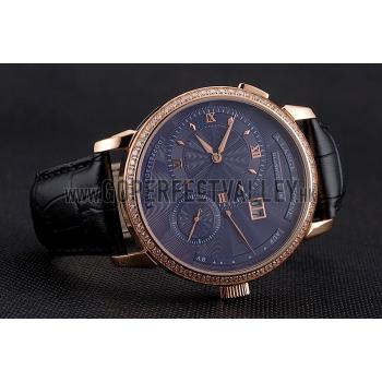 A. Lange & Sohne Little Lange Blue Dial Rose Gold Case Black Leather Strap Replica