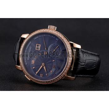 A. Lange & Sohne Little Lange Blue Dial Rose Gold Case Black Leather Strap Replica