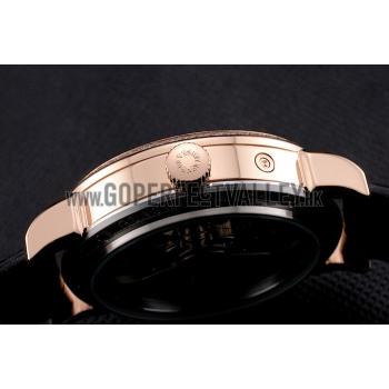 A. Lange & Sohne Little Lange Blue Dial Rose Gold Case Black Leather Strap Replica