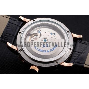 A. Lange & Sohne Little Lange Blue Dial Rose Gold Case Black Leather Strap Replica