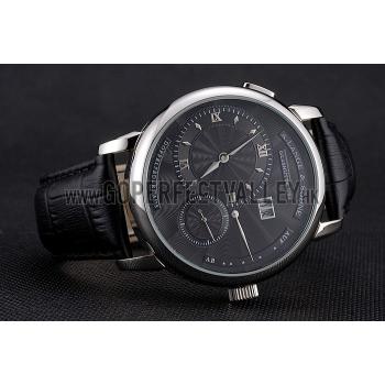 A. Lange & Sohne Lange 1 Black Dial Stainless Steel Case Black Leather Strap