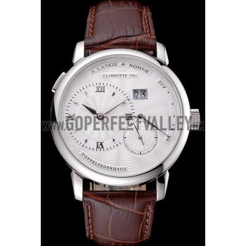 A. Lange & Sohne Lange 1 White Dial Stainless Steel Case Brown Leather Strap