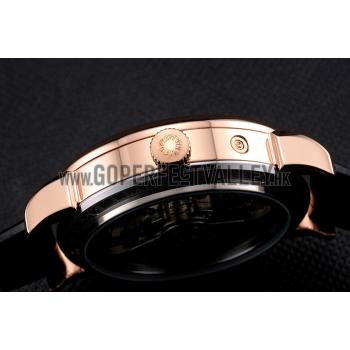 A. Lange & Sohne Lange 1 Black Dial Rose Gold Case Black Leather Strap