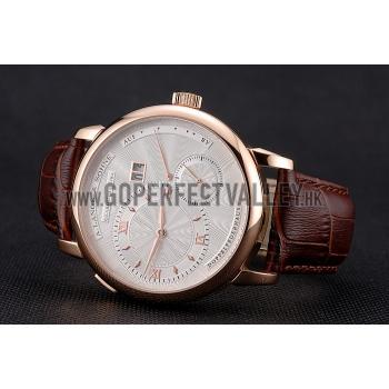 Replica A. Lange & Sohne Lange 1 White Dial Rose Gold Case Brown Leather Strap