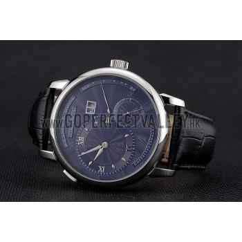 A. Lange & Sohne Lange 1 Blue Dial Stainless Steel Case Black Leather Strap