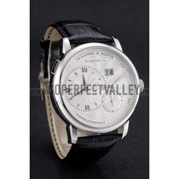 A. Lange & Sohne Lange 1 White Dial Stainless Steel Case Black Leather Strap