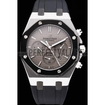 Swiss Audemars Piguet Royal Oak Chronograph Grey Dial Stainless Steel Case Black Rubber Strap  622866