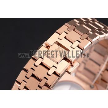 Swiss Audemars Piguet Royal Oak White Dial Rose Gold Case And Bracelet