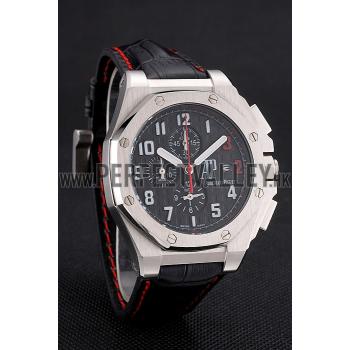 Replica Audemars Piguet Royal Oak Offshore Shaquille O'Neal Black Dial Stainless Steel Case Black Leather Strap