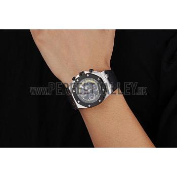 Replica Swiss Audemars Piguet Royal Oak Offshore Black And Yellow Dial Stainless Steel Case Black Rubber Strap  622855