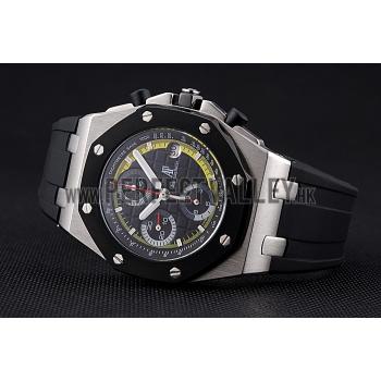 Replica Swiss Audemars Piguet Royal Oak Offshore Black And Yellow Dial Stainless Steel Case Black Rubber Strap  622855