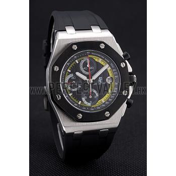 Replica Swiss Audemars Piguet Royal Oak Offshore Black And Yellow Dial Stainless Steel Case Black Rubber Strap  622855