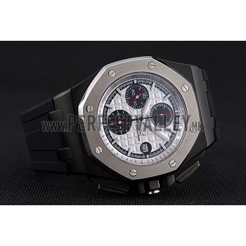 Swiss Audemars Piguet Royal Oak Offshore Chronograph White Dial Black Steel Case Black Rubber Strap  622862