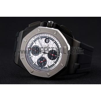 Swiss Audemars Piguet Royal Oak Offshore Chronograph White Dial Black Steel Case Black Rubber Strap  622862