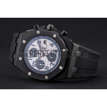 Swiss Audemars Piguet Royal Oak Offshore White And Blue Dial Black Steel Case Black Rubber Strap  622852 Replica