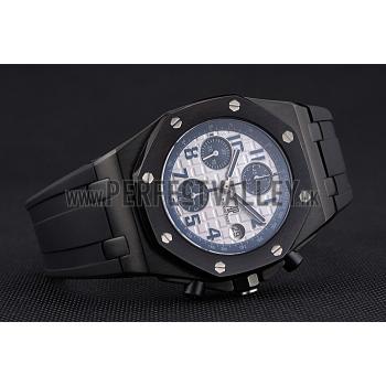 Swiss Audemars Piguet Royal Oak Offshore White And Blue Dial Black Steel Case Black Rubber Strap  622852 Replica