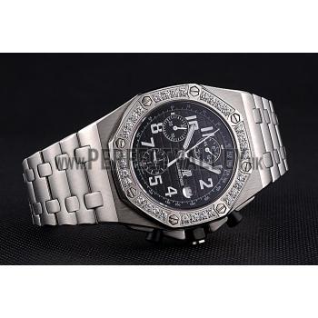 Swiss Audemars Piguet Royal Oak Offshore Black Dial Diamond Bezel Stainless Steel Case And Bracelet  622873 Replica