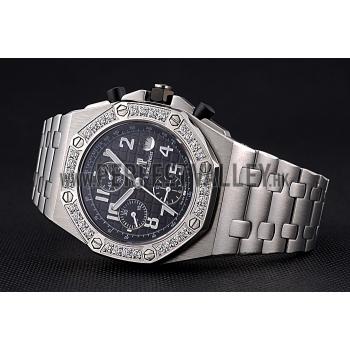 Swiss Audemars Piguet Royal Oak Offshore Black Dial Diamond Bezel Stainless Steel Case And Bracelet  622873 Replica