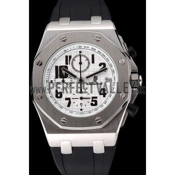 Audemars Piguet Royal Oak Offshore White Dial Stainless Steel Case Black Rubber Strap