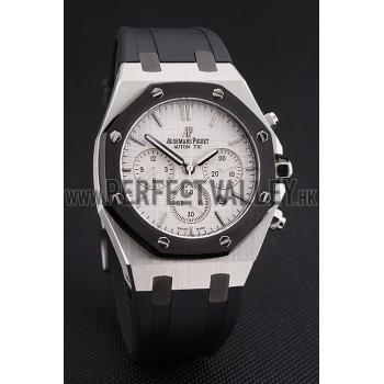 Swiss Audemars Piguet Royal Oak Chronograph White Dial Stainless Steel Case Black Rubber Strap  622865