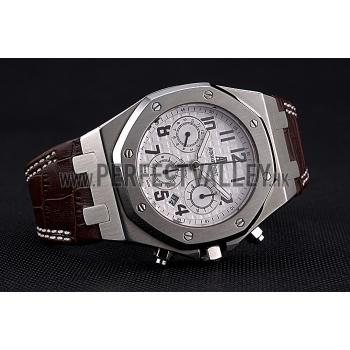 Swiss Audemars Piguet Royal Oak Chronograph White Dial Stainless Steel Case Brown Leather Strap  622864