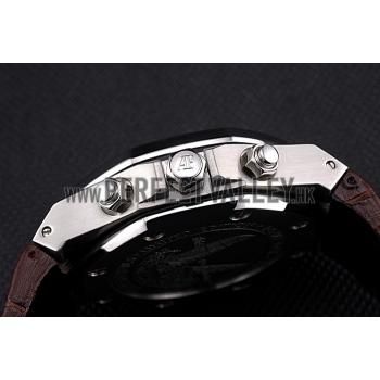 Swiss Audemars Piguet Royal Oak Chronograph White Dial Stainless Steel Case Brown Leather Strap  622864