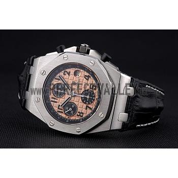 Swiss Audemars Piguet Royal Oak Offshore Gold Dial Stainless Steel Case Black Leather Strap  622849