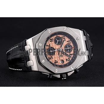 Swiss Audemars Piguet Royal Oak Offshore Gold Dial Stainless Steel Case Black Leather Strap  622849