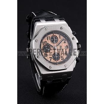 Swiss Audemars Piguet Royal Oak Offshore Gold Dial Stainless Steel Case Black Leather Strap  622849