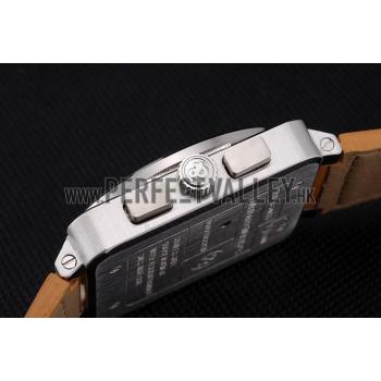 Bell and Ross BR 03-94 Black Dial Silver Case Brown Leather Strap