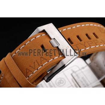 Bell and Ross BR 03-94 Black Dial Silver Case Brown Leather Strap