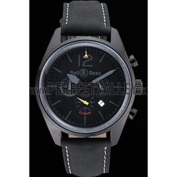 Bell and Ross BR126 Flyback Black Dial Black Case Black Suede Leather Strap Replica