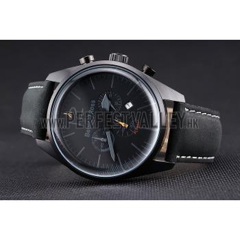 Bell and Ross BR126 Flyback Black Dial Black Case Black Suede Leather Strap Replica