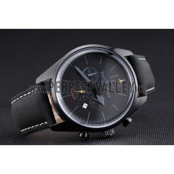 Bell and Ross BR126 Flyback Black Dial Black Case Black Suede Leather Strap Replica