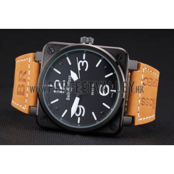 Bell and Ross BR 01-94 Black Dial Black Case Brown Leather Strap Replica