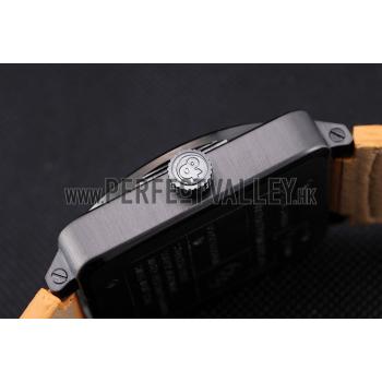 Bell and Ross BR 01-94 Black Dial Black Case Brown Leather Strap Replica