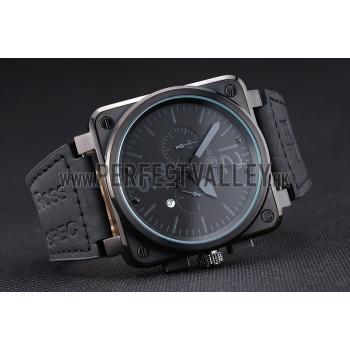 Bell and Ross BR 03-94 Black Dial White Numerals Silver Case Brown Leather Strap