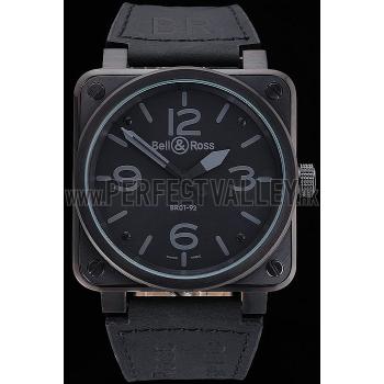 Bell and Ross BR 01-92 Black Dial Black Case Black Leather Strap