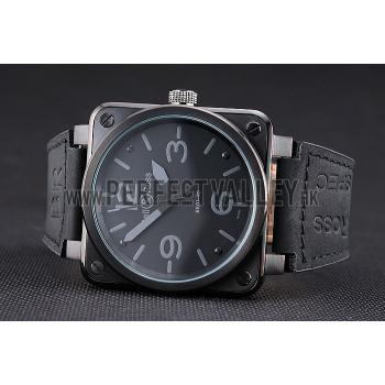 Bell and Ross BR 01-92 Black Dial Black Case Black Leather Strap