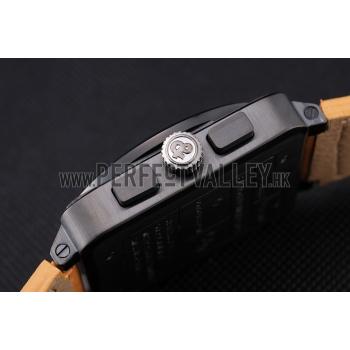 Bell and Ross BR 03-94 Black Dial Black Case Brown Leather Strap