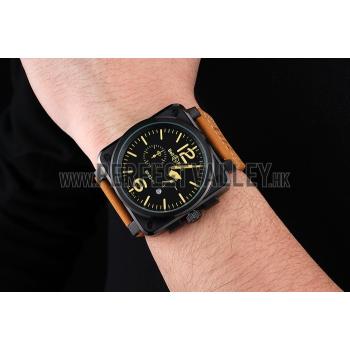 Bell and Ross BR 03-94 Black Dial Black Case Brown Leather Strap