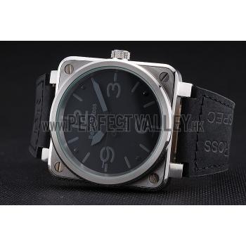 Bell and Ross BR 01-92 Black Dial Silver Case Black Leather Strap