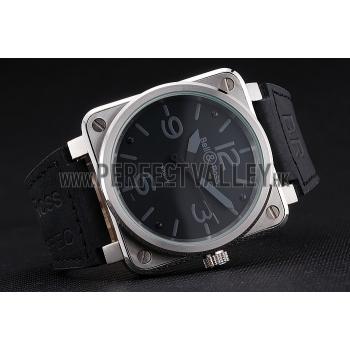 Bell and Ross BR 01-92 Black Dial Silver Case Black Leather Strap